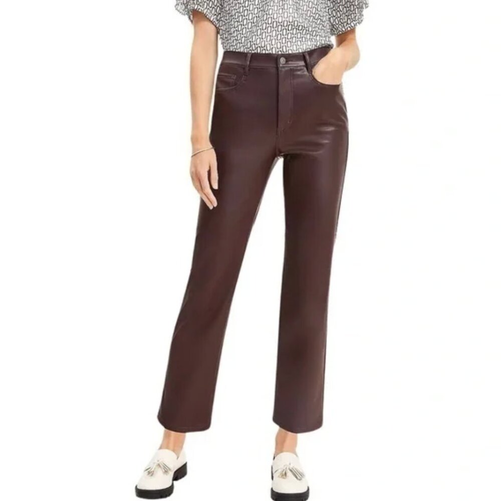 Loft Chocolate Brown Faux Leather Pants size 28 Size 6